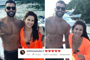 Andressa Suita anima fãs ao curtir e comentar texto sobre volta de romance: &quot;Quando é amor, é pra sempre&quot;